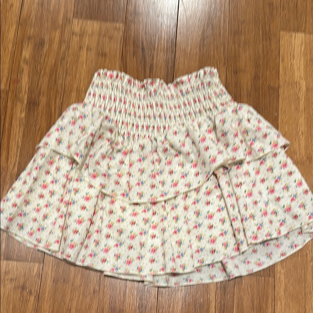 Katie J NYC Floral Ruffle Skirt - Cream and Pink